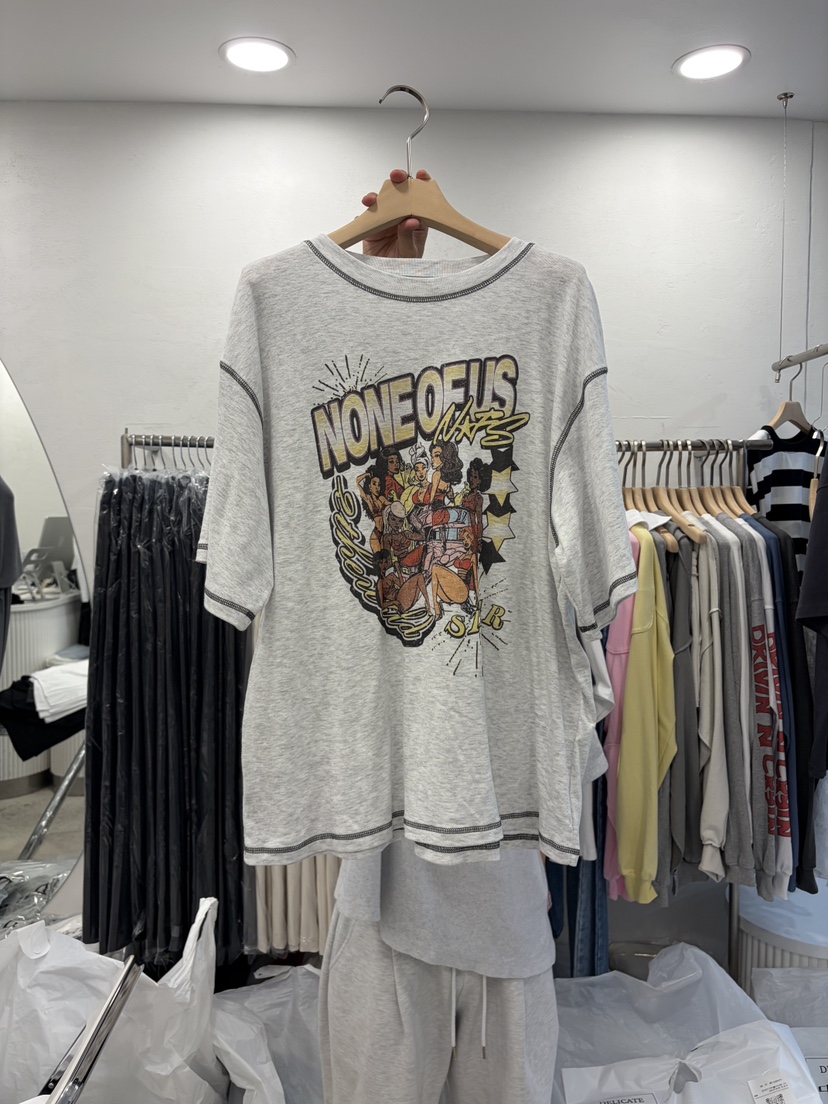 DELICATE韓國東大門代購女士新品熱賣職業推薦人氣26春夏T恤DELICATET恤圖色1花灰色