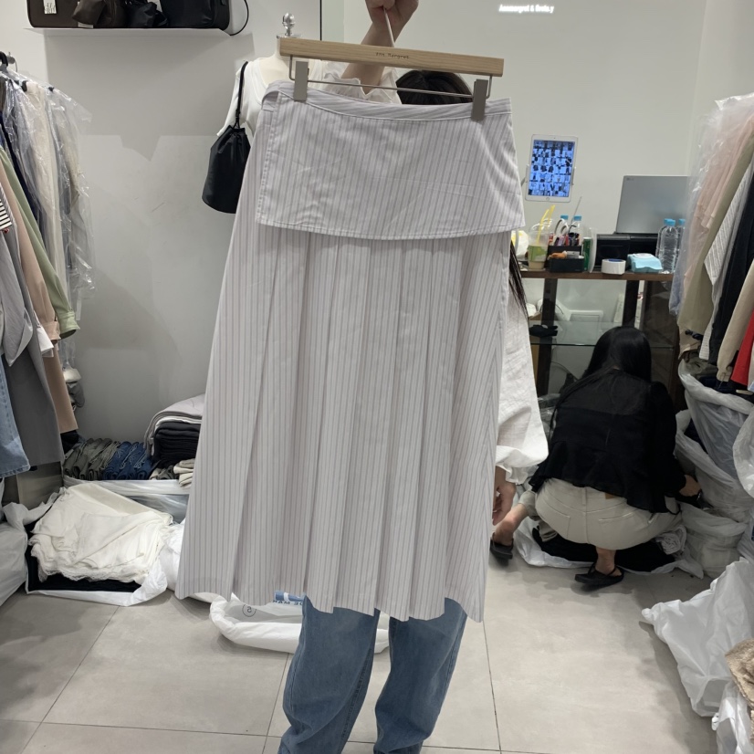 ANN MARGRET韓國東大門代購女裝新品休閑半身裙中短裙褶皺GRETA.Y半身裙/中短裙