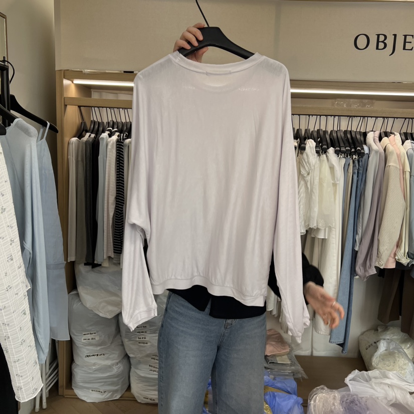 OBJET/LOVEUSU韓國東大門直郵女裝新款職業推薦時尚長袖T恤OBJET/LOVEUSU長袖T恤