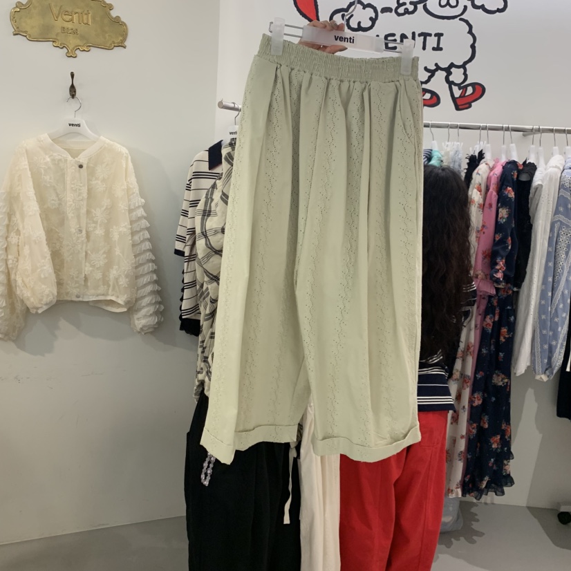 VENTI韓國東大門直郵女裝新品時尚職業推薦26春夏休閑褲蕾絲VENTI休閑褲圖色1