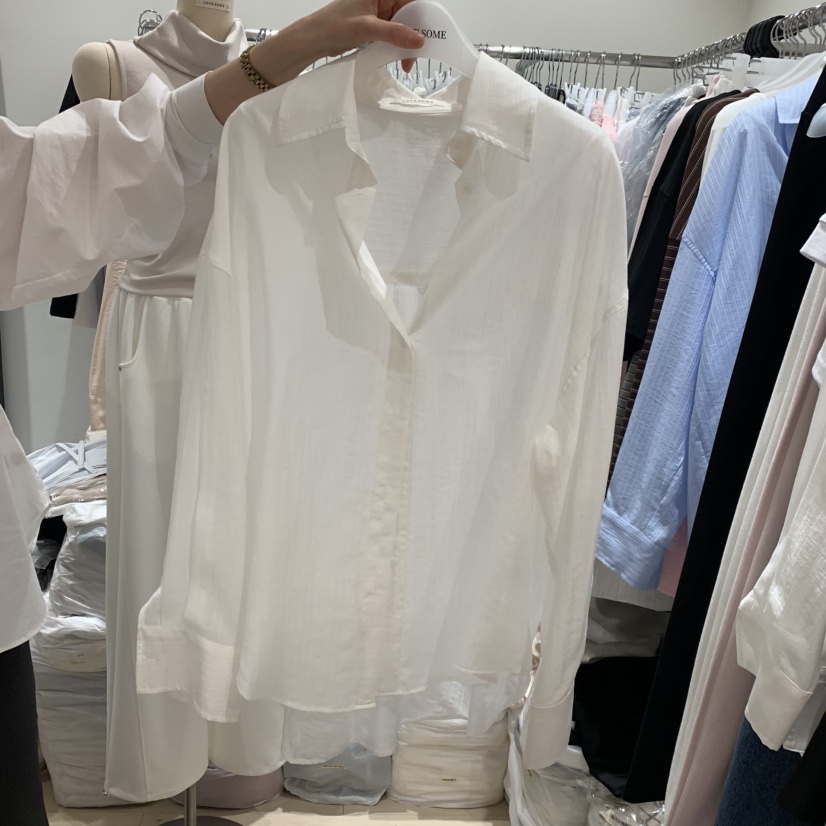 LOVE SOME韓國東大門代購女士新款職業襯衫蕾絲衫透明紐扣LOVE SOME襯衫/蕾絲衫圖色1