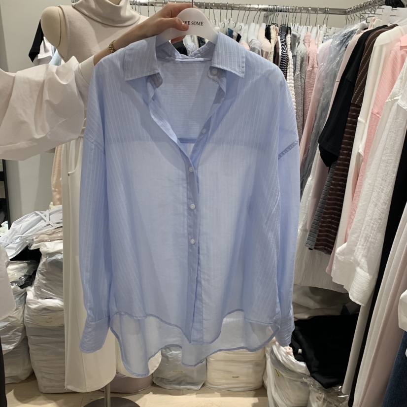 LOVE SOME韓國東大門代購女士新款職業襯衫蕾絲衫透明紐扣LOVE SOME襯衫/蕾絲衫圖色2