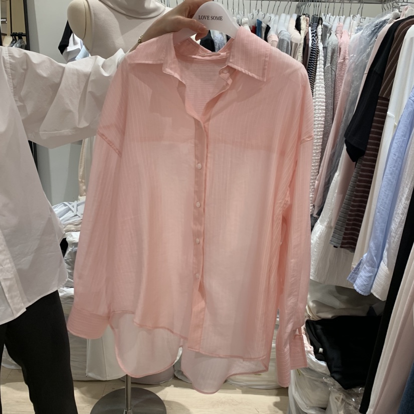LOVE SOME韓國東大門代購女士新款職業襯衫蕾絲衫透明紐扣LOVE SOME襯衫/蕾絲衫圖色3