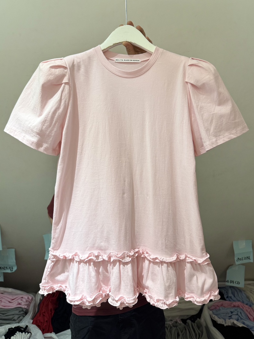 BELITA-L韓國直郵女士新款職業26春夏休閑熱賣T恤荷葉邊BELITA-LT恤圖色2