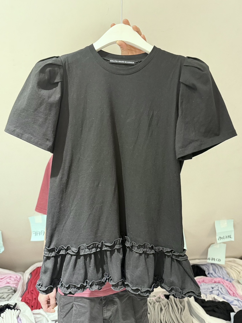 BELITA-L韓國直郵女士新款職業26春夏休閑熱賣T恤荷葉邊BELITA-LT恤圖色3