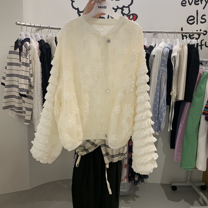 VENTI韓國代購女裝新款推薦休閑人氣時尚26春夏熱賣夾克蕾絲VENTI夾克圖色1