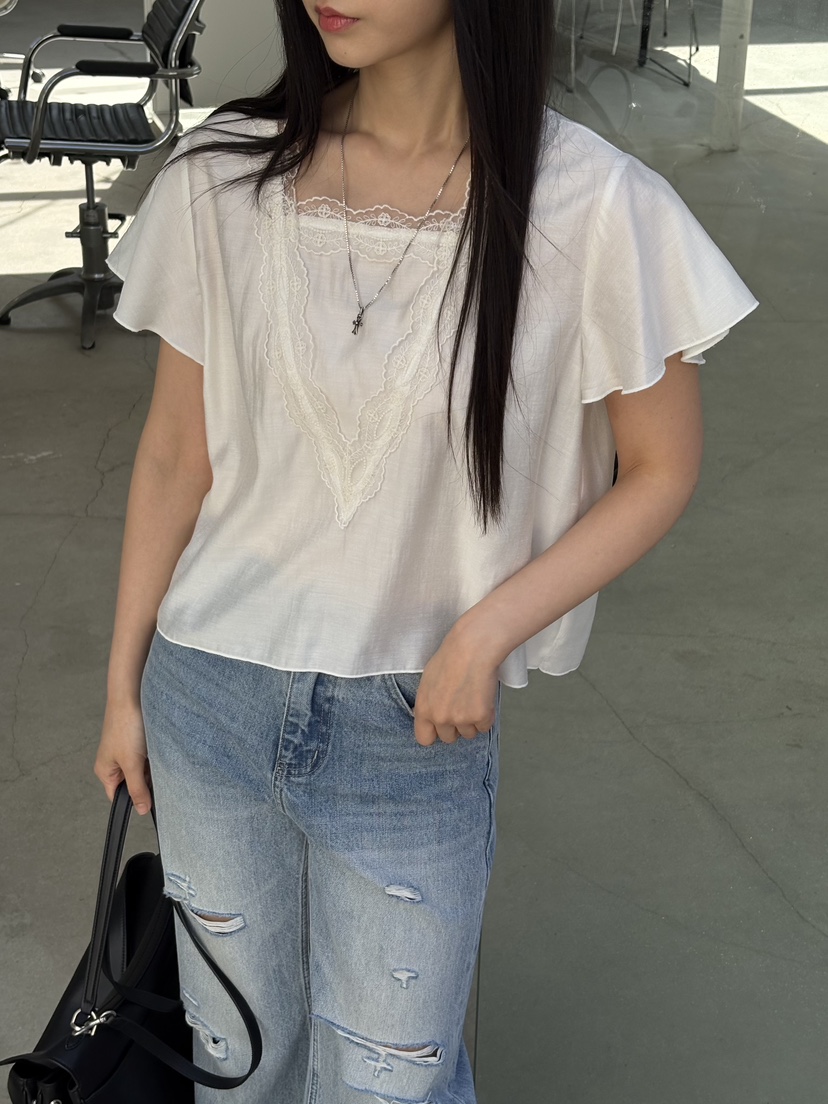 Verbena韓國直郵實拍女裝新品職業推薦時尚襯衫蕾絲衫蕾絲Verbena襯衫/蕾絲衫