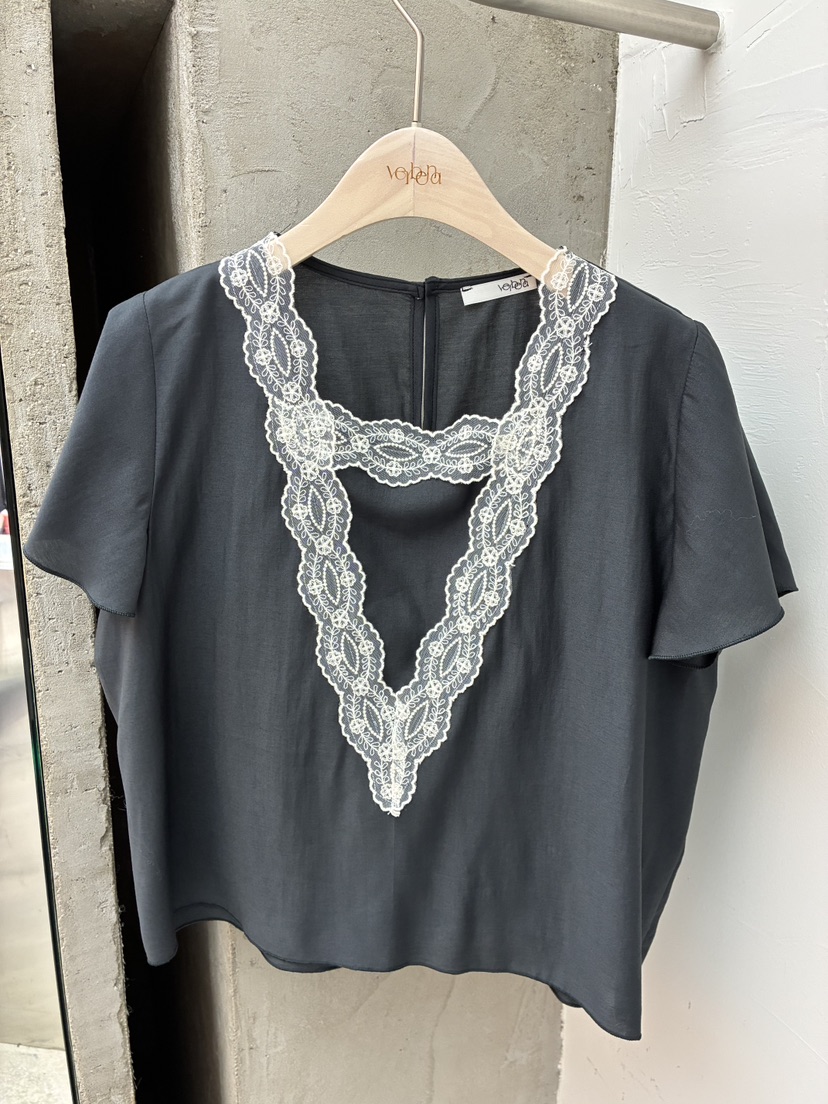 Verbena韓國直郵實拍女裝新品職業推薦時尚襯衫蕾絲衫蕾絲Verbena襯衫/蕾絲衫圖色2