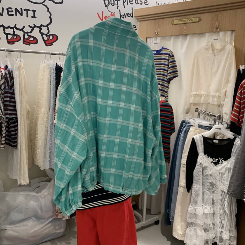 VENTI韓國東大門直郵女士新品休閑熱賣26春夏夾克格紋亞麻VENTI夾克