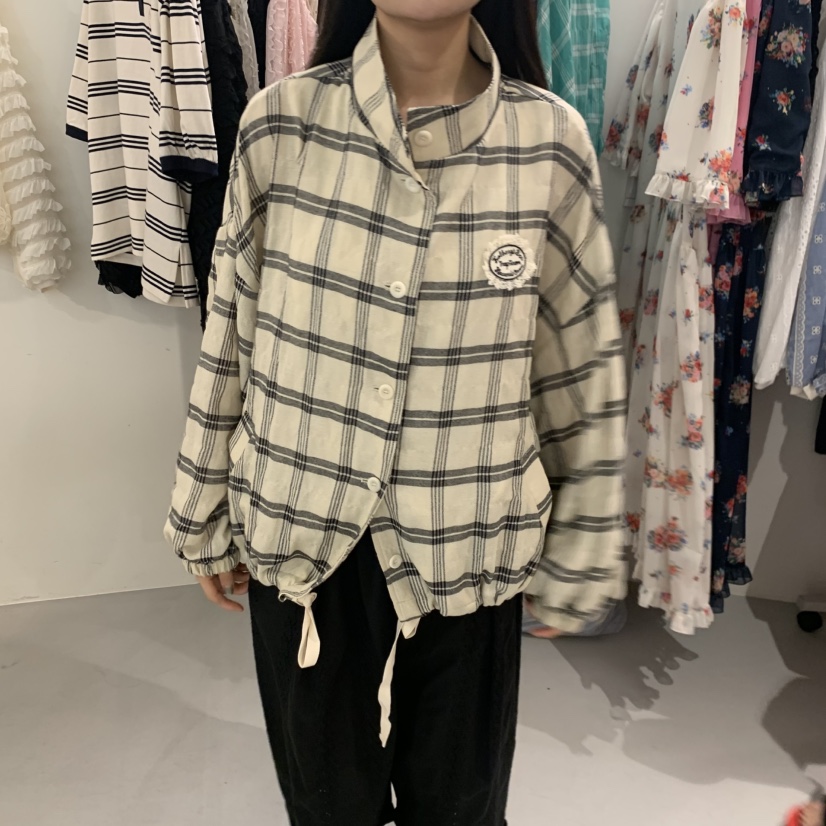 VENTI韓國東大門直郵女士新品休閑熱賣26春夏夾克格紋亞麻VENTI夾克圖色2