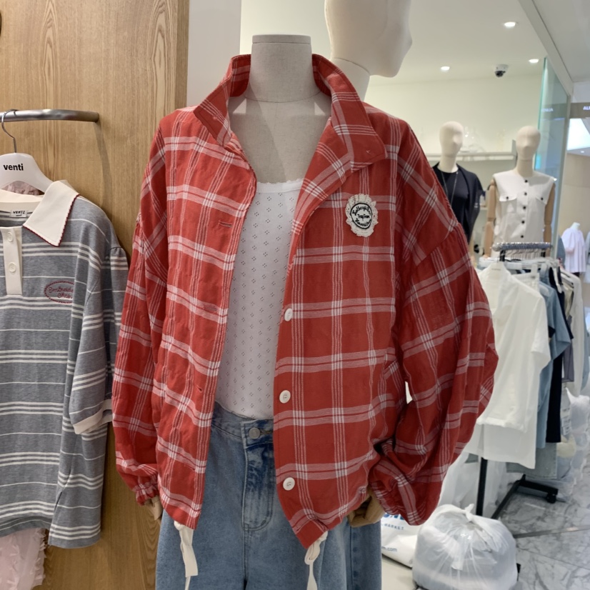 VENTI韓國東大門直郵女士新品休閑熱賣26春夏夾克格紋亞麻VENTI夾克圖色3