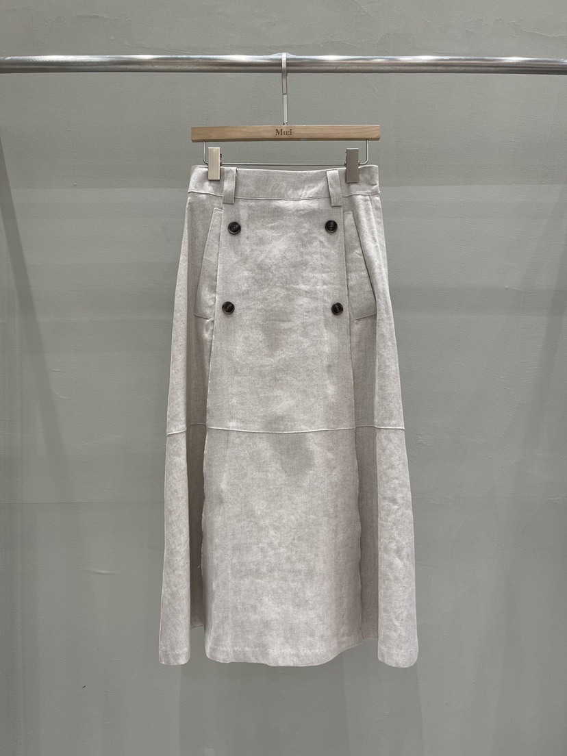 THE MUI韓國直郵實拍女士新款推薦休閑職業長裙亞麻紐扣THE MUI長裙圖色1