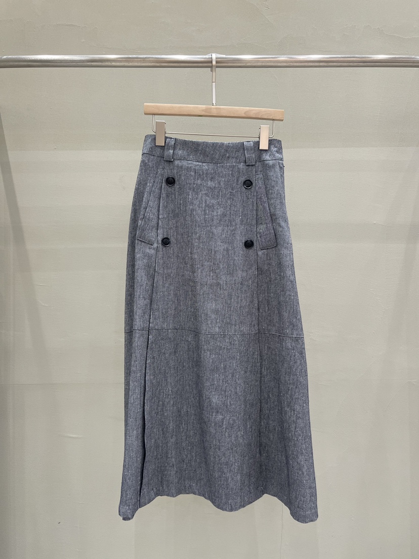 THE MUI韓國直郵實拍女士新款推薦休閑職業長裙亞麻紐扣THE MUI長裙圖色2