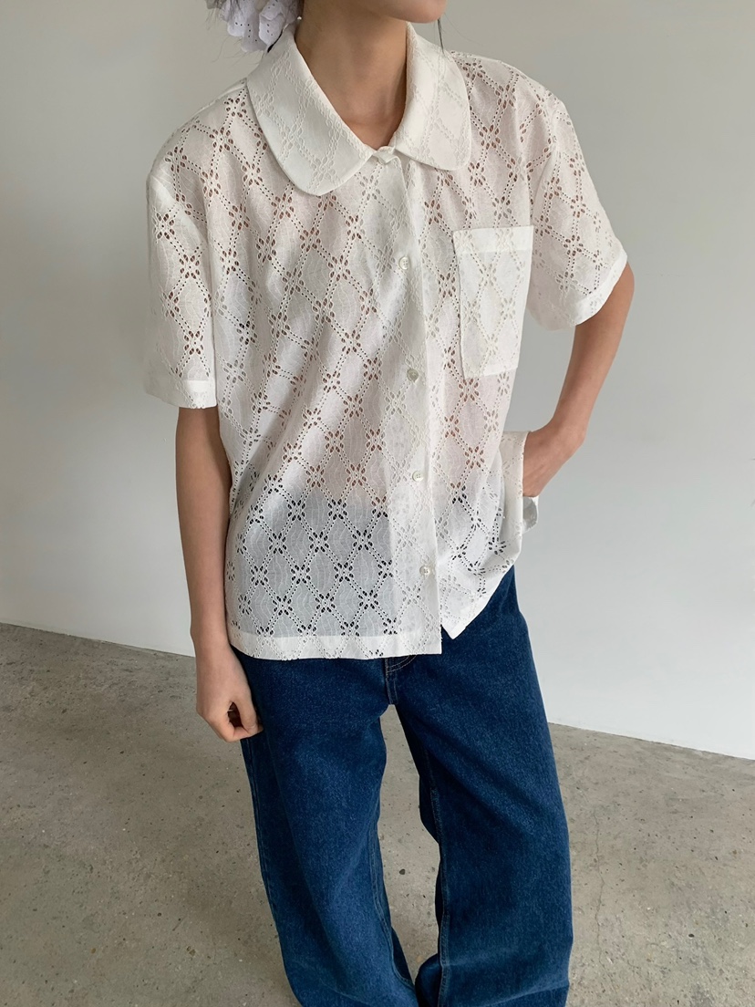 LOVE MY SANTA韓國東大門代購女士新款熱賣26春夏襯衫蕾絲衫Santa/LOVE MY SANTA襯衫/蕾絲衫圖色1