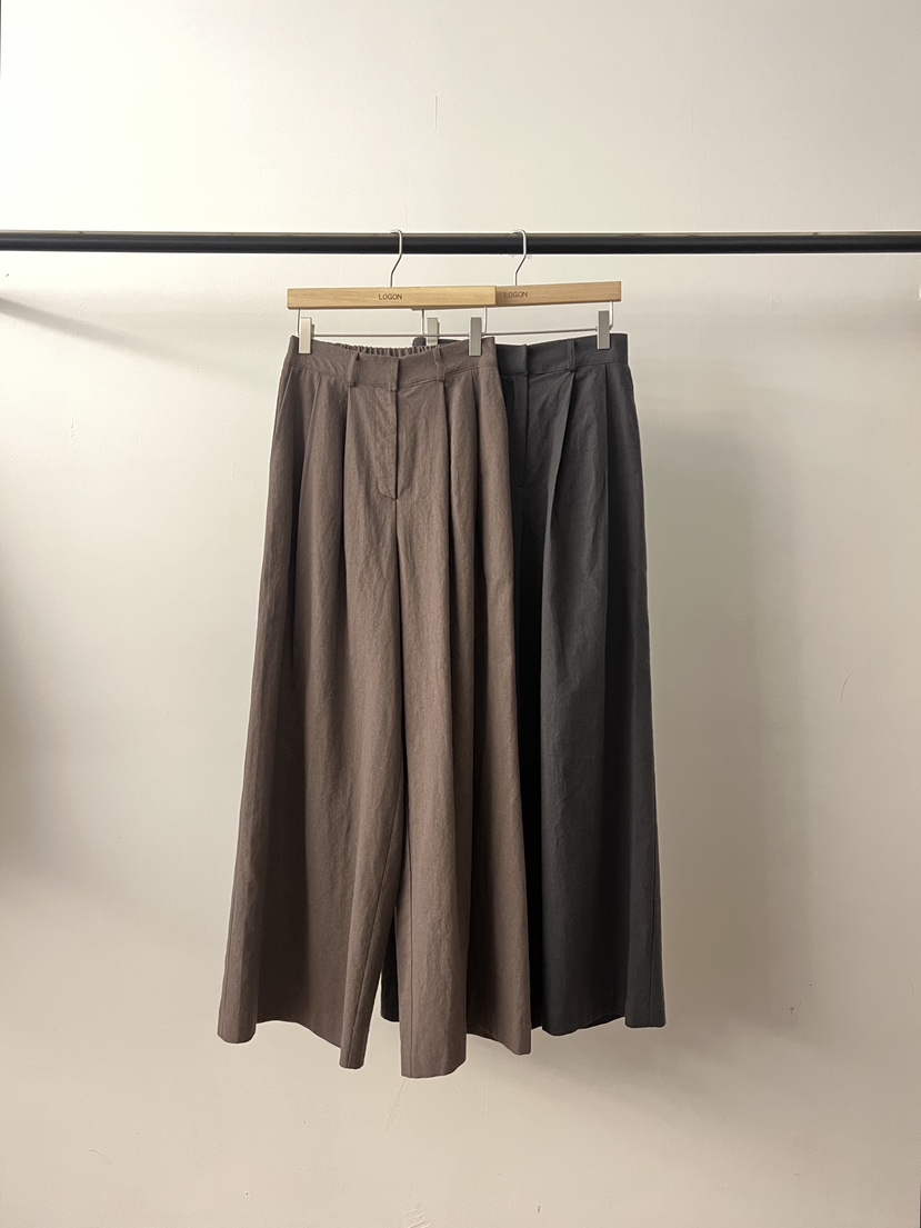 LOGON東大門實拍女士新款26春夏職業真品休閑褲不含腰帶亞麻LOGON休閑褲