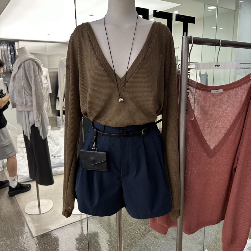 TED東大門直郵女裝新款時尚休閑熱賣推薦真品針織衫V領亞麻TED針織衫圖色2