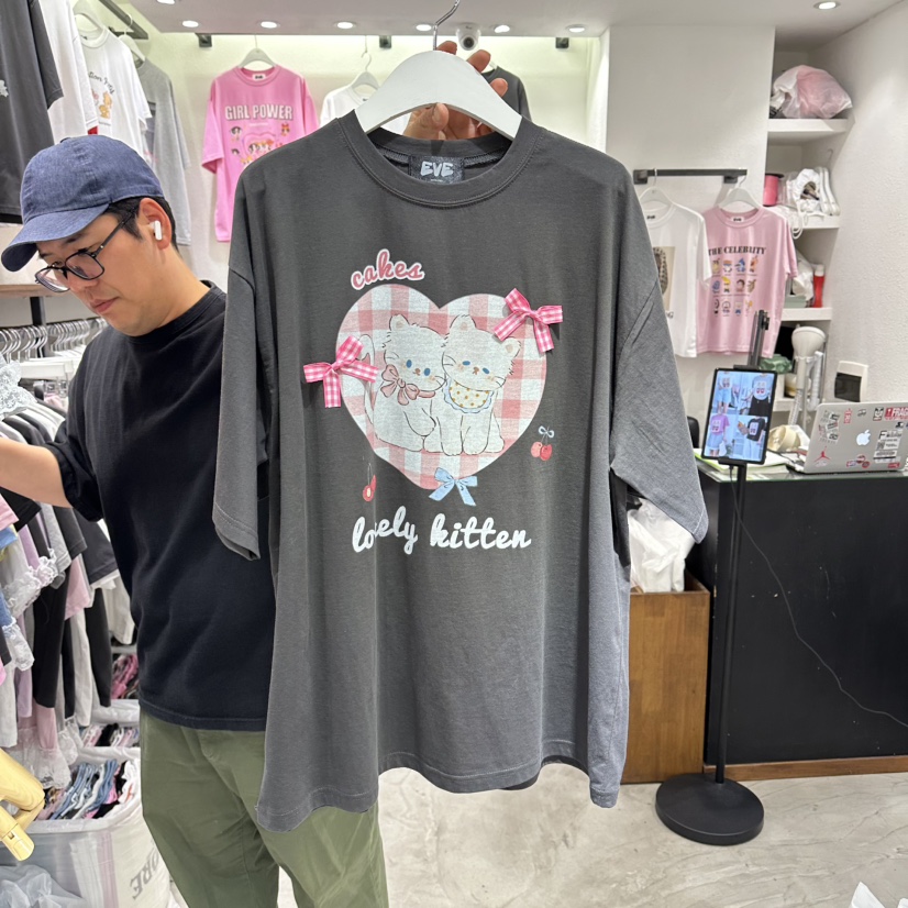 EVE東大門代購女裝新品人氣職業時尚26春夏熱賣休閑T恤格子EVET恤圖色2