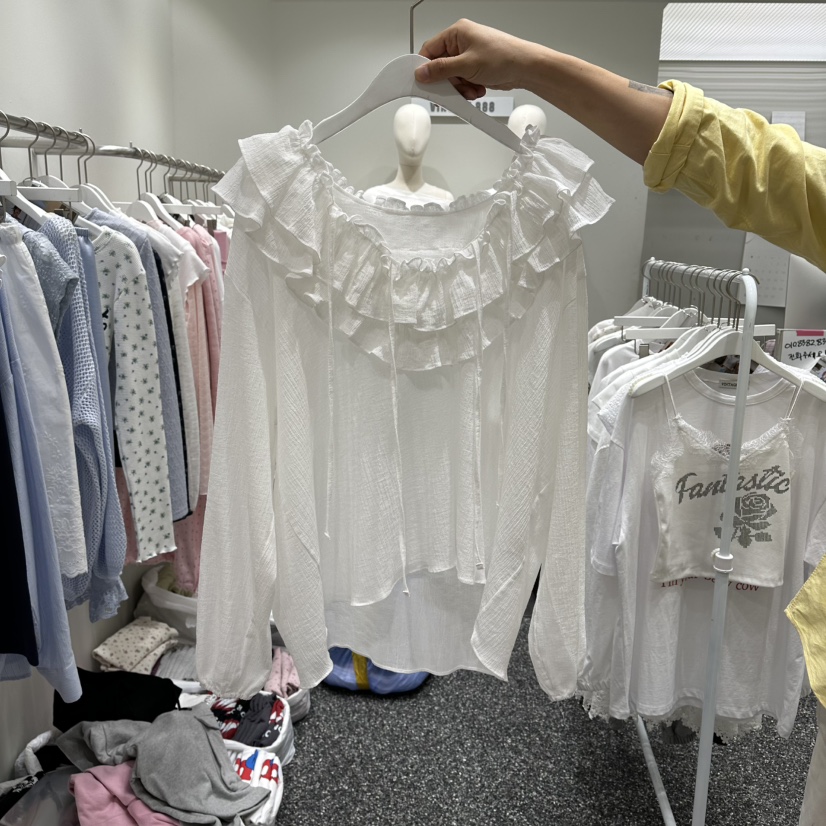 VINTAGE 888韓國代購女裝新款休閑26春夏襯衫蕾絲衫褶皺VINTAGE888/TRIPLE EIGHT襯衫/蕾絲衫圖色1