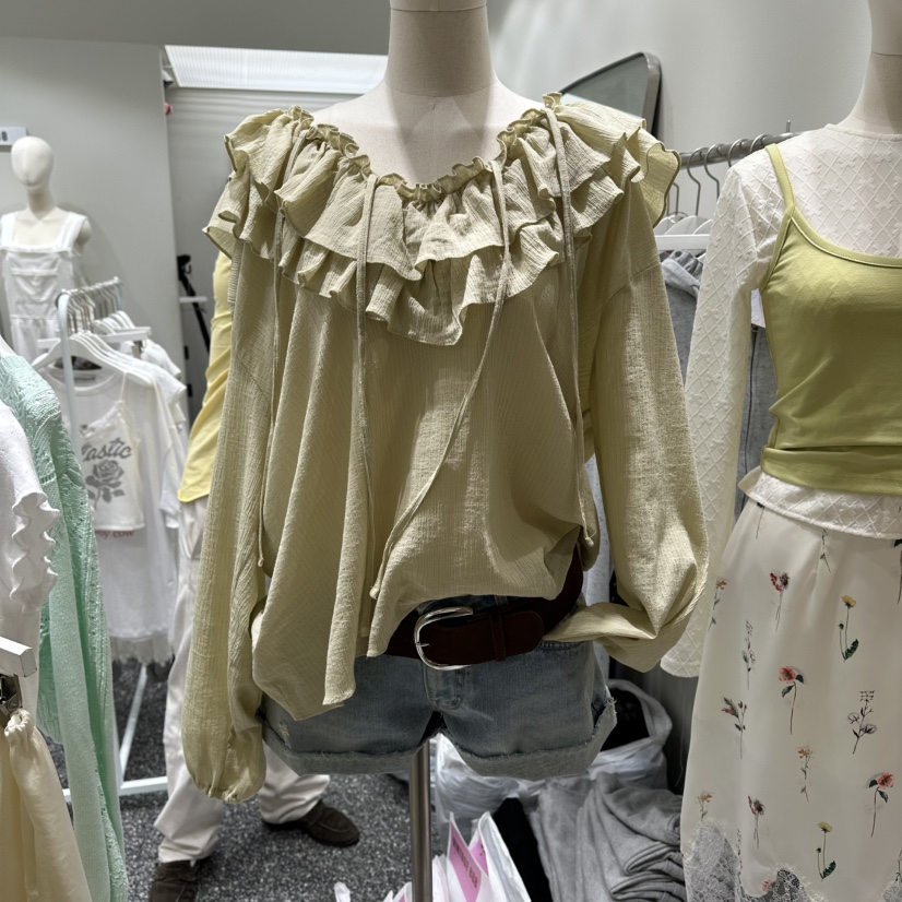 VINTAGE 888韓國代購女裝新款休閑26春夏襯衫蕾絲衫褶皺VINTAGE888/TRIPLE EIGHT襯衫/蕾絲衫圖色2