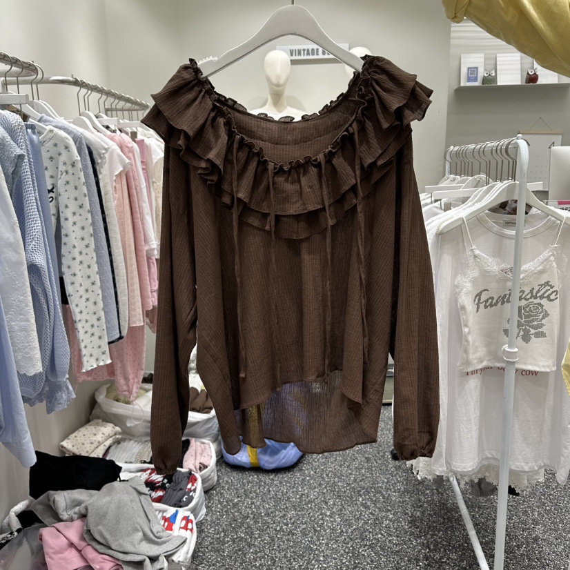 VINTAGE 888韓國代購女裝新款休閑26春夏襯衫蕾絲衫褶皺VINTAGE888/TRIPLE EIGHT襯衫/蕾絲衫圖色3