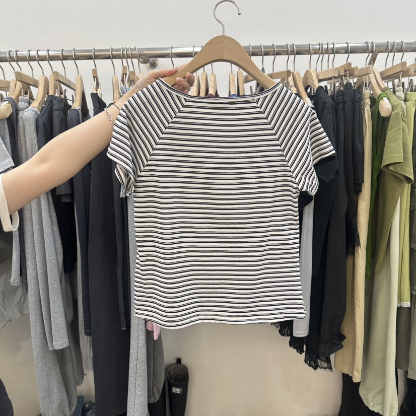 DELIGHT-L韓國代購女士新品時尚真品人氣休閑推薦T恤條紋DELIGHT-LT恤