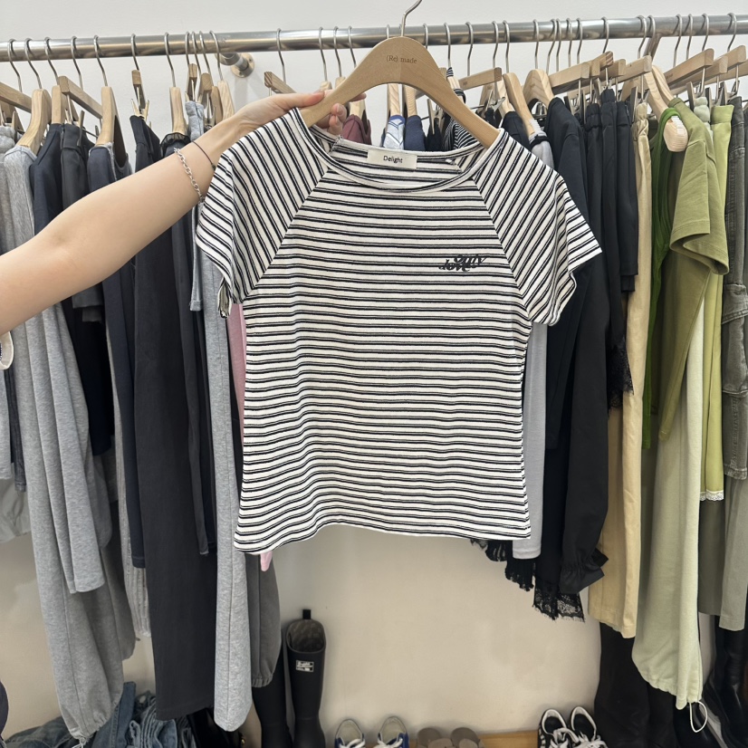DELIGHT-L韓國代購女士新品時尚真品人氣休閑推薦T恤條紋DELIGHT-LT恤圖色1