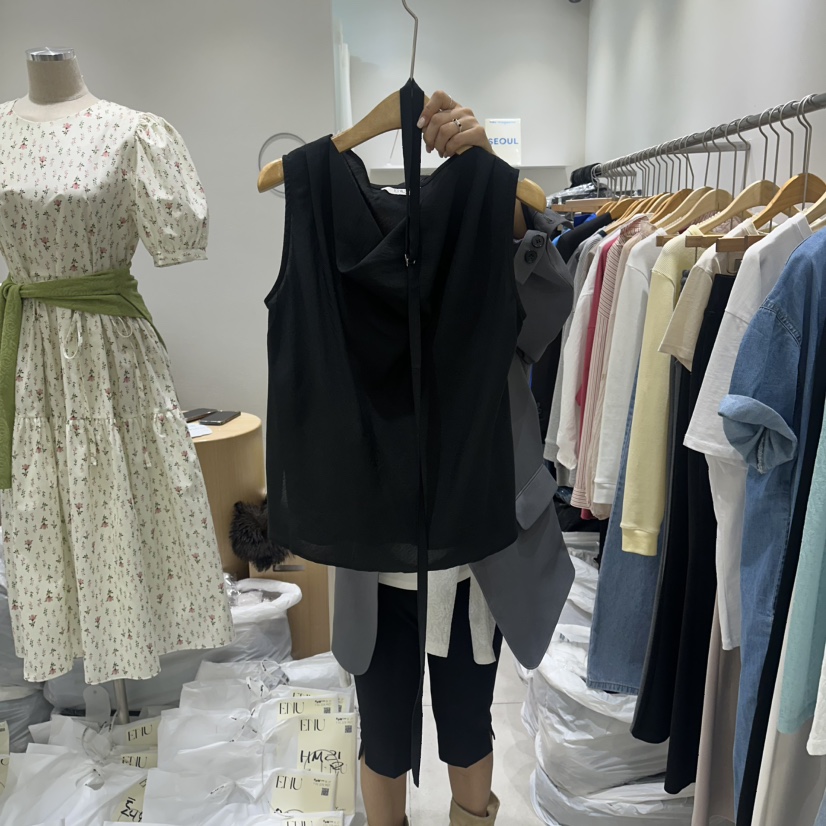 EN.U東大門代購女士新品時尚休閑人氣熱賣襯衫蕾絲衫含腰帶EN.U襯衫/蕾絲衫圖色3