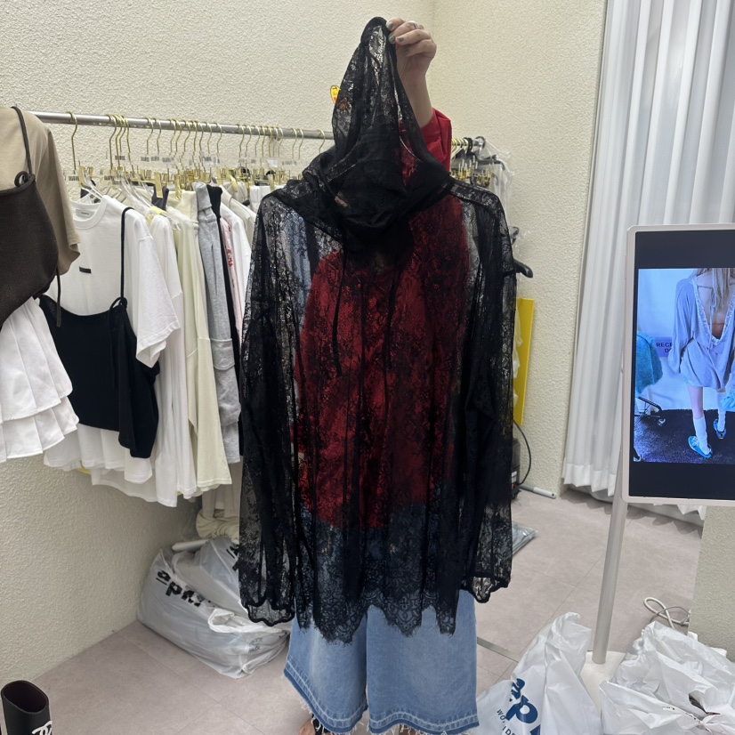 DRAWING東大門直郵女士新款休閑真品職業襯衫蕾絲衫系帶兜帽DRAWING襯衫/蕾絲衫