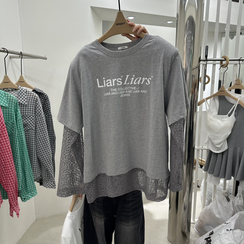 VENEFIT韓國代購女裝新款時尚休閑推薦人氣職業熱賣長袖T恤VENEFIT/JENNIE長袖T恤圖色2