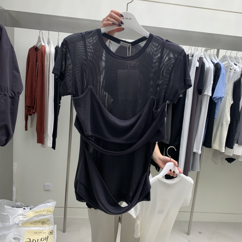 NUTPLAN東大門代購女裝新款休閑26春夏時尚推薦T恤假兩件NUTPLANT恤圖色2