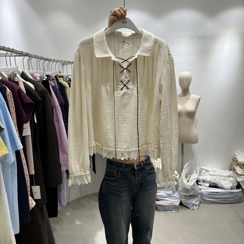 INNI東大門直郵女士新品人氣時尚推薦真品職業襯衫蕾絲衫inni襯衫/蕾絲衫圖色2