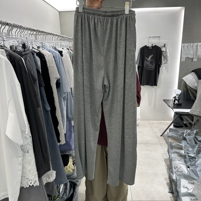 ANDE韓國代購女裝新款熱賣推薦人氣時尚休閑休閑褲天絲刺繡Ande休閑褲