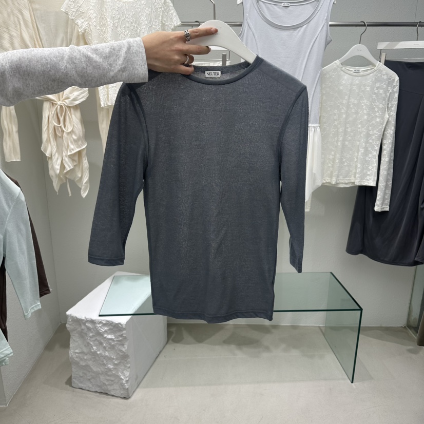 NEUTER韓國代購女士新品熱賣26春夏職業時尚人氣推薦T恤透明NEUTERT恤圖色3