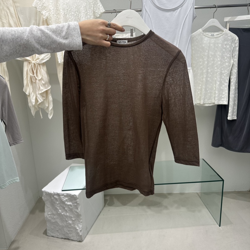 NEUTER韓國代購女士新品熱賣26春夏職業時尚人氣推薦T恤透明NEUTERT恤圖色5