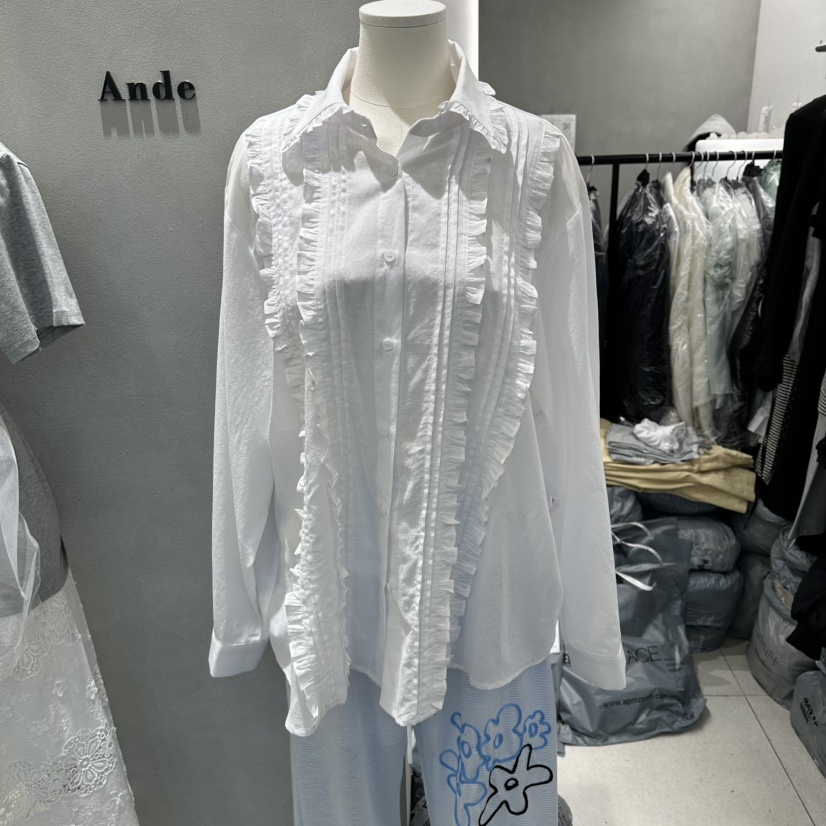 ANDE韓國東大門直郵女裝新款26春夏推薦職業休閑襯衫蕾絲衫Ande襯衫/蕾絲衫圖色1