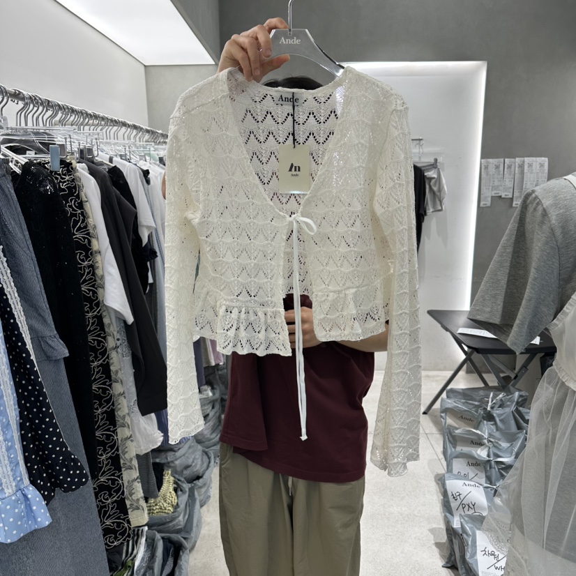 ANDE韓國代購女士新款推薦26春夏休閑熱賣襯衫蕾絲衫流蘇Ande襯衫/蕾絲衫圖色1