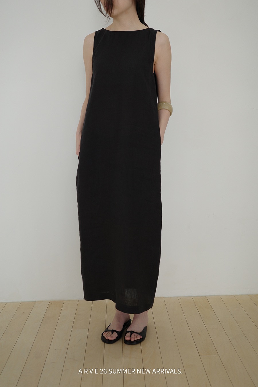 ARVE韓國直郵實拍女士新款休閑時尚職業人氣26春夏連衣裙亞麻ARVE連衣裙