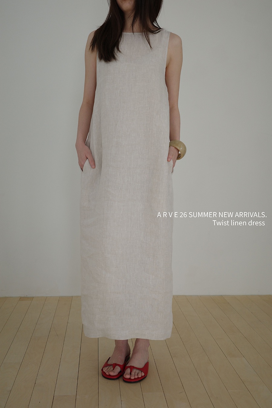 ARVE韓國直郵實拍女士新款休閑時尚職業人氣26春夏連衣裙亞麻ARVE連衣裙