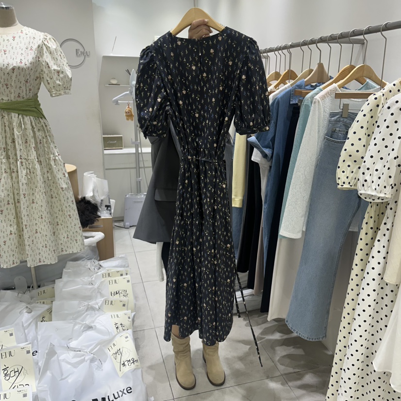 EN.U韓國代購女裝新品休閑26春夏熱賣時尚人氣連衣裙花朵EN.U連衣裙