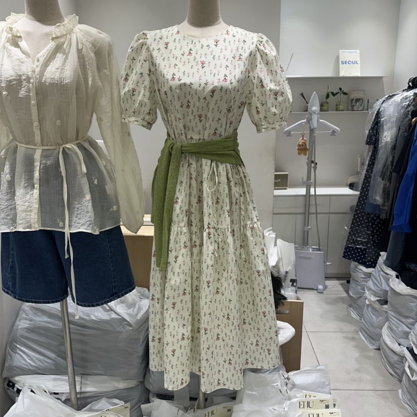 EN.U韓國代購女裝新品休閑26春夏熱賣時尚人氣連衣裙花朵EN.U連衣裙圖色1