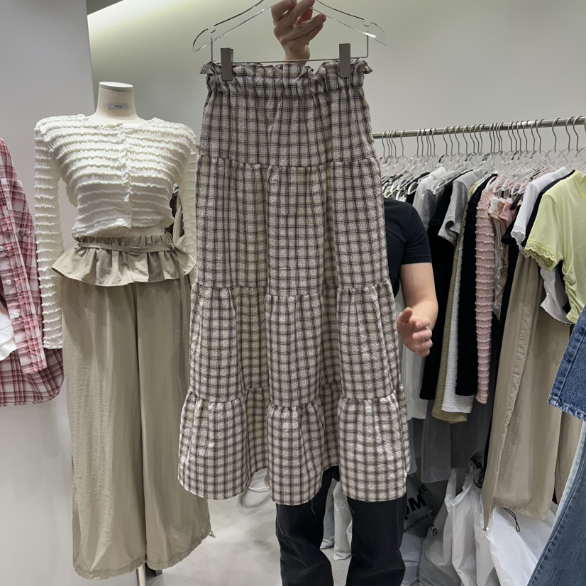 BAIE.38韓國東大門代購女裝新品推薦人氣職業休閑長裙格子BAIE.38長裙