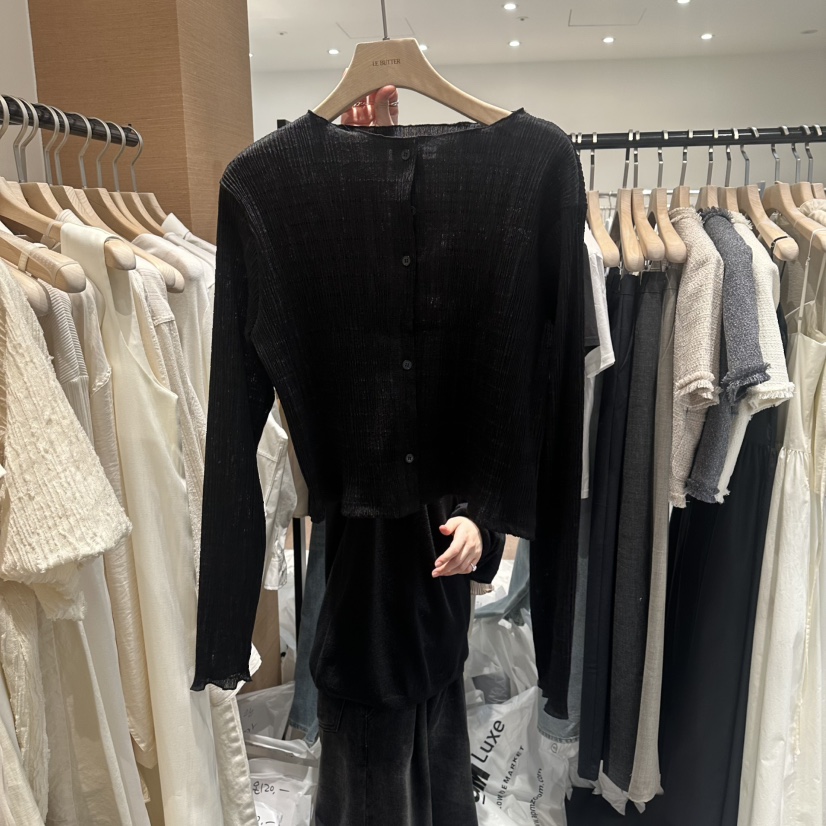 LE BUTTER韓國代購女士新品職業推薦襯衫蕾絲衫百褶開衫LE BUTTER襯衫/蕾絲衫圖色3