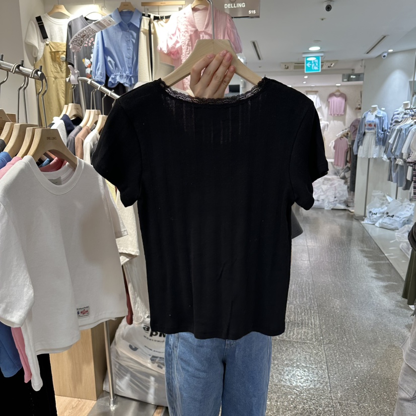 DELLING韓國代購女裝新品職業人氣休閑推薦26春夏時尚T恤U領DELLINGT恤