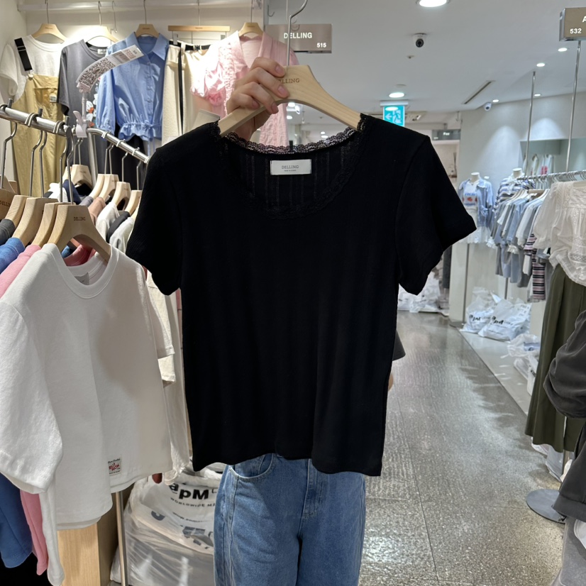 DELLING韓國代購女裝新品職業人氣休閑推薦26春夏時尚T恤U領DELLINGT恤圖色3
