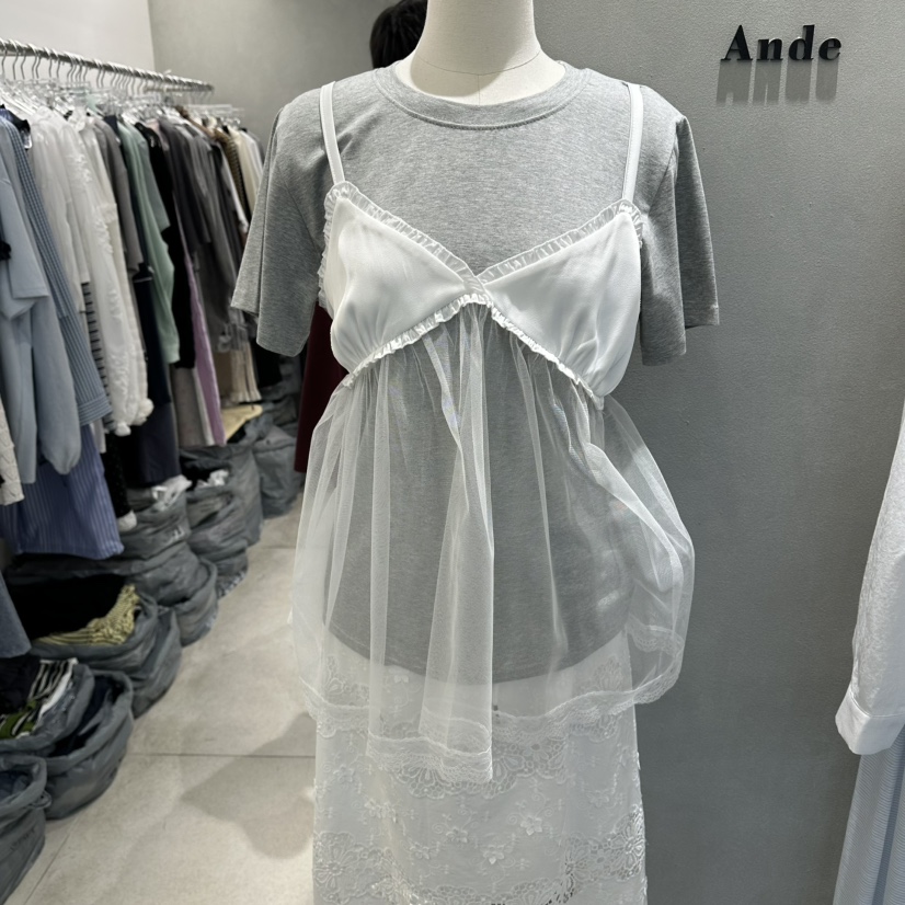 ANDE韓國直郵女士新款職業休閑時尚26春夏人氣熱賣T恤假兩件AndeT恤圖色1