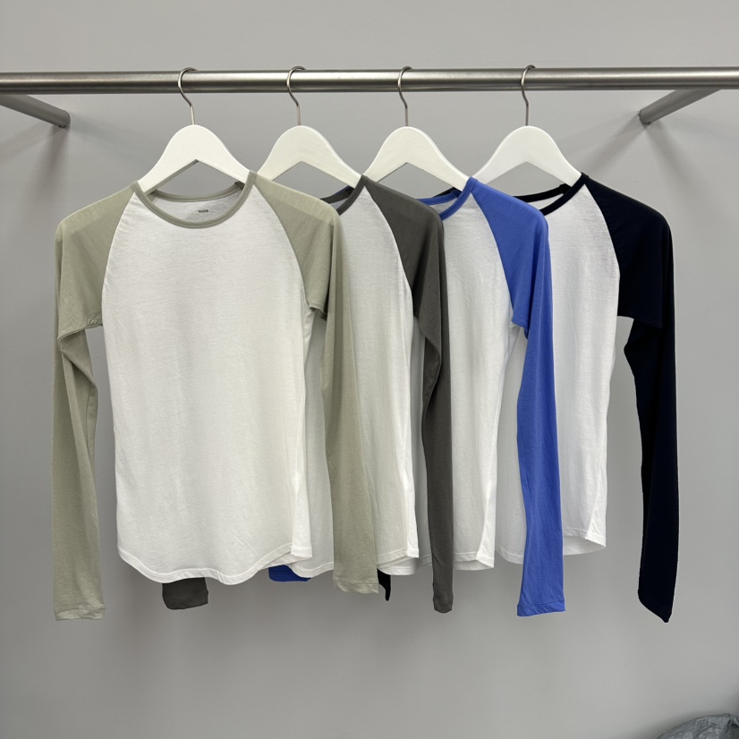 WATER/RIVER韓國直郵實拍女士新品推薦熱賣人氣長袖T恤撞色WATER/RIVER長袖T恤