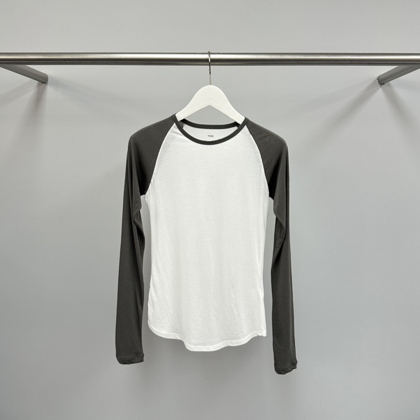 WATER/RIVER韓國直郵實拍女士新品推薦熱賣人氣長袖T恤撞色WATER/RIVER長袖T恤圖色4灰色