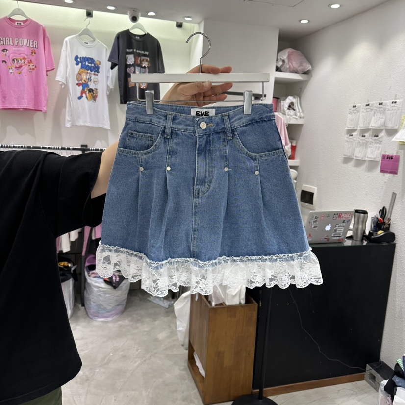 EVE韓國東大門代購女士新品休閑職業熱賣26春夏時尚裙褲蕾絲EVE裙褲圖色1