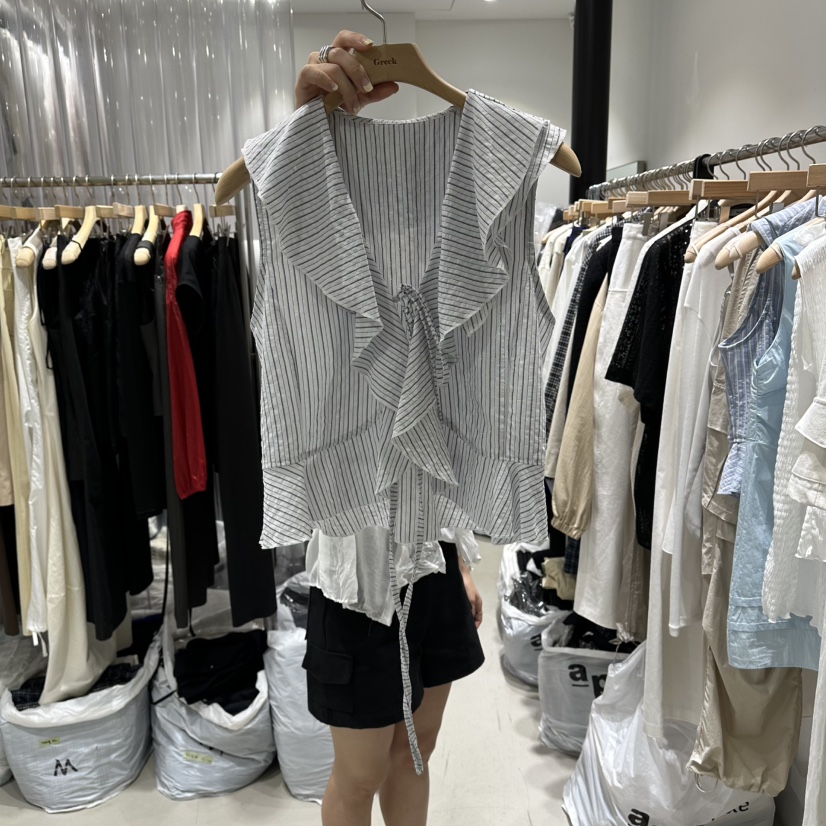 GREEK韓國直郵實拍女士新款推薦26春夏休閑襯衫蕾絲衫褶皺GREEK襯衫/蕾絲衫圖色2