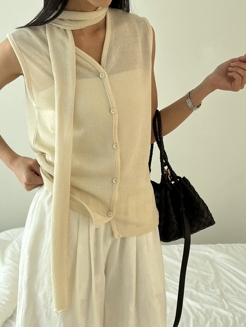 LE VASE韓國直郵女士新品人氣26春夏熱賣職業時尚馬甲圍巾LE VASE馬甲圖色2